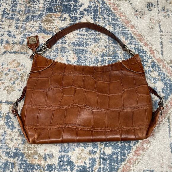 Dooney and Bourke Leather Cinzia Bag Crocodile Embossed Hobo Style Bag Brown - Picture 5 of 12